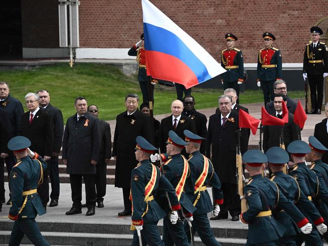 Putin and Jinping at the 80th anniversary of the Soviet Union's victory over Nazi Germany in World War Two. Picture: AFP