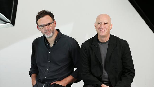 Telstra chief marketing officer Brent Smart, left, and The Monkeys co-founder and lead Accenture Interactive ANZ, Mark Green. Picture: Jane Dempster/The Australian.