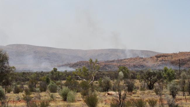 A bushfire burning west of Alice Springs has shut sections of the Larapinta Trail on the West MacDonnell Ranges, as well as Standley Chasm, with no reopening date set as of February 1, 2025. Picture: Gera Kazakov