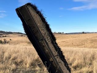 Space junk has been found in paddocks near Dalgety on the banks of the Snowy River in NSW. Pictures: Monaro Police District/Facebook