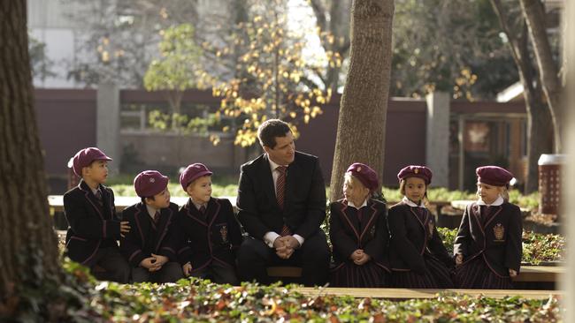 Principal Derek Scott with some students. Picture: Haileybury