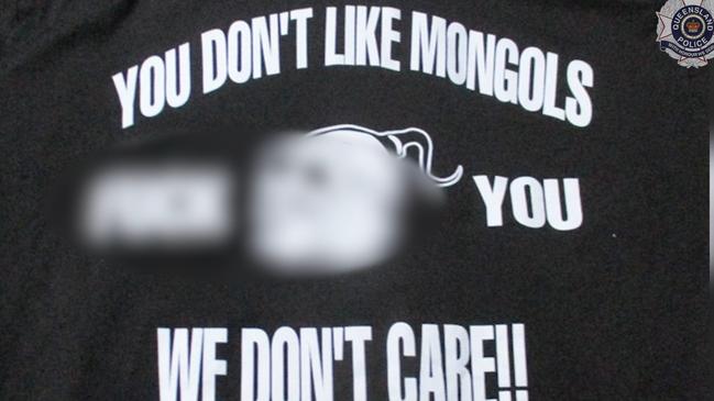 Another Mongols shirt found during the raids. Picture: Queensland Police Service