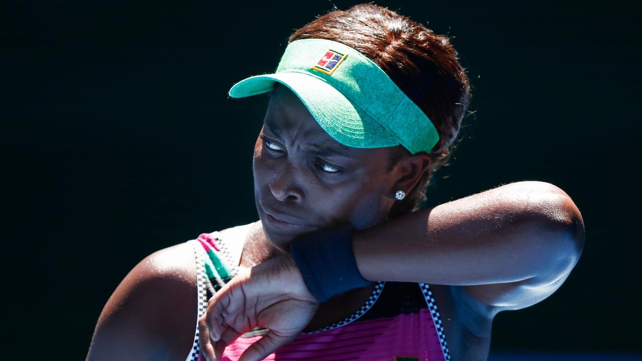 Sloane Stephens has been left frustrated by a question from a journalist. (Photo by DAVID GRAY / AFP)