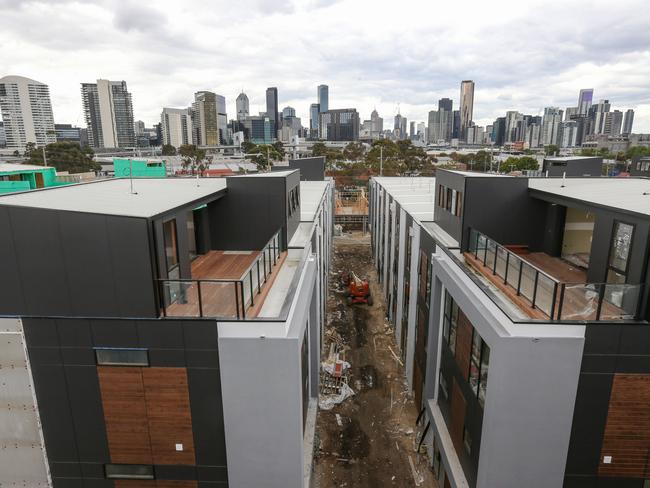 Melbourne Housing. New apartments under construction in Port Melbourne. Picture : Ian Currie