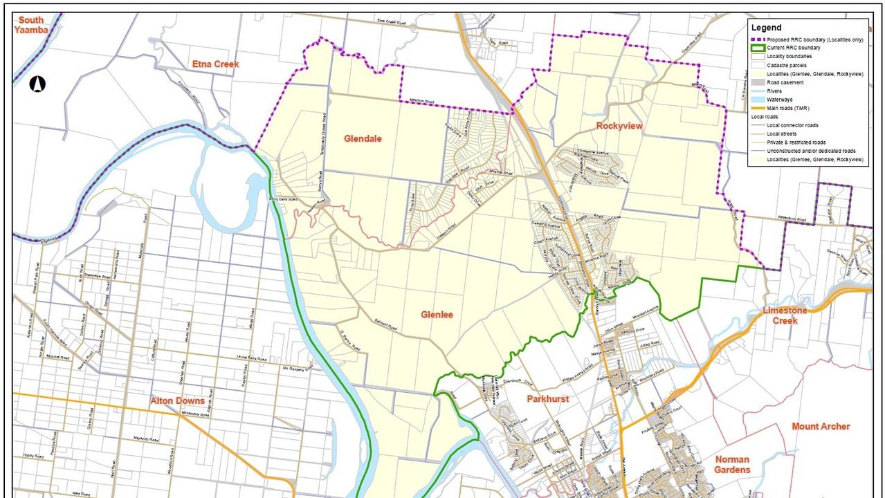 BOUNDARY MAP: The local government control of three suburbs north of Rockhampton - Rockyview, Glendale and Glenlee - is currently under review by the Change Commission with the possibility of Livingstone Shire transferring control over to Rockhampton Regional Council.