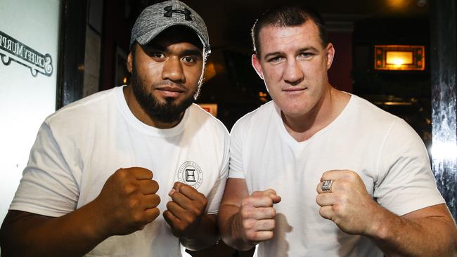 NRL boxers Junior Paulo and Paul Gallen ahead of their charity bout on December 8. Picture: Justin Lloyd