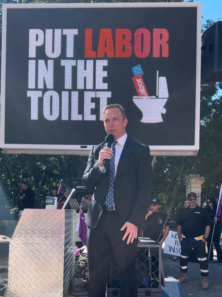 Premier Steven Miles at a CFMEU protest in June 2023 calling for better facilities for women on construction sites. Picture Supplied