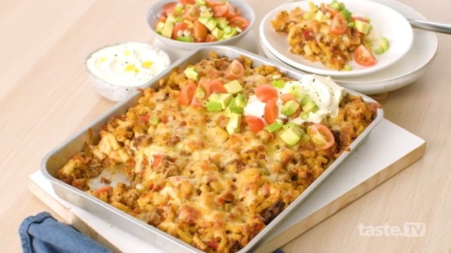 Cheesy taco pasta bake