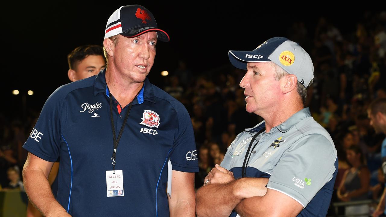 Trent Robinson and former Cowboys coach Paul Green. Picture: Zak Simmonds