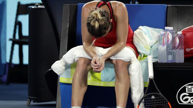 Simona Halep after the match. Picture: AP Photo