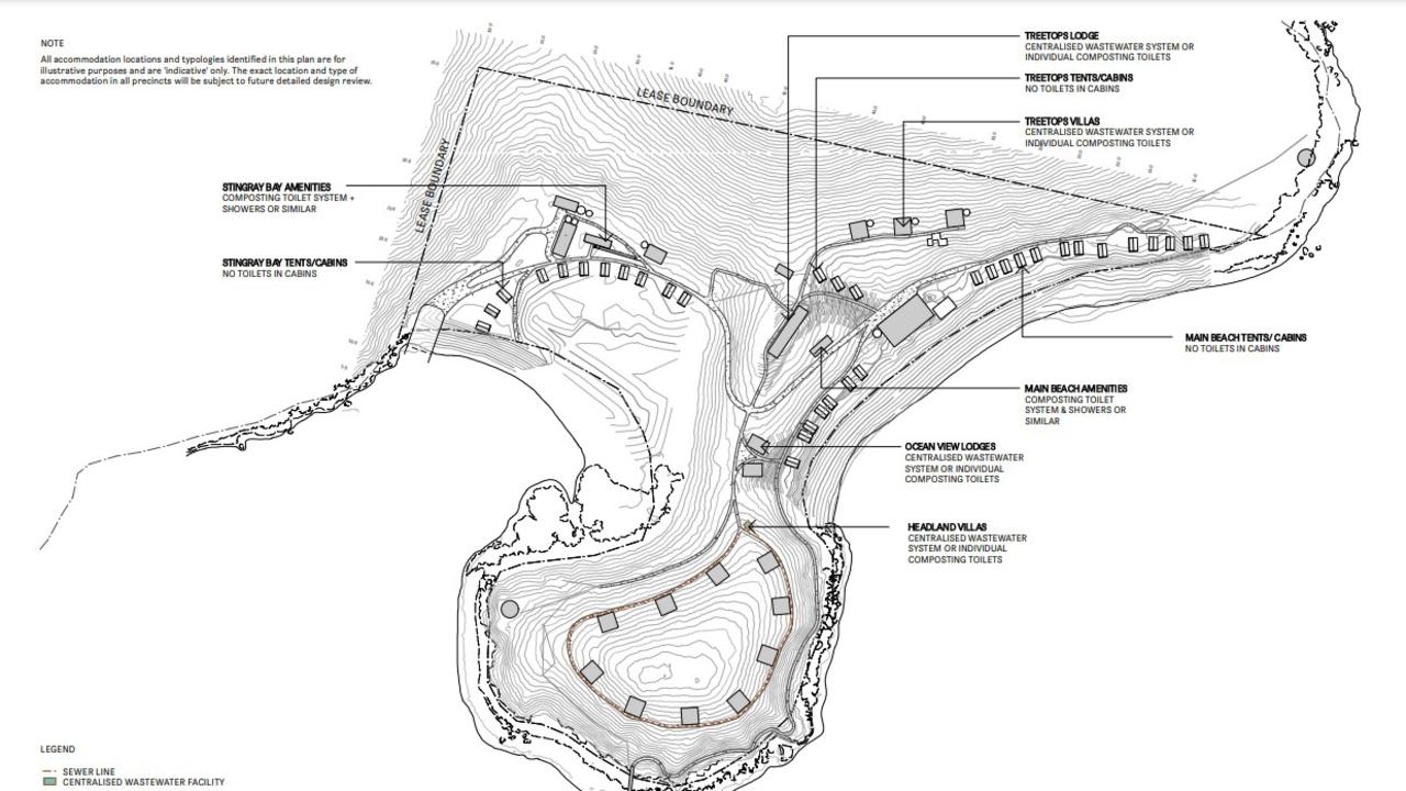 The Hook Island Eco Resort will be built in stages as interest and demand grows with development in the Stingray Bay and Main Beach precincts set to begin first. Picture: Supplied