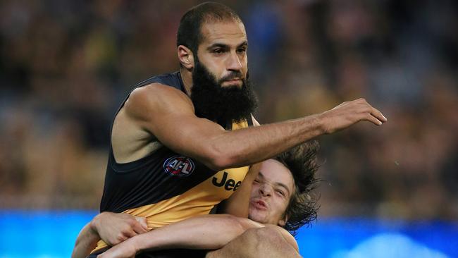 AFL: Round 1 Richmond v Carlton Bachar Houli tackled by Dylan Buckley Picture:Wayne Ludbey