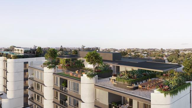 Rooftops at Mosaic’s Sinclair project in East Brisbane. Picture: Mosaic Property.