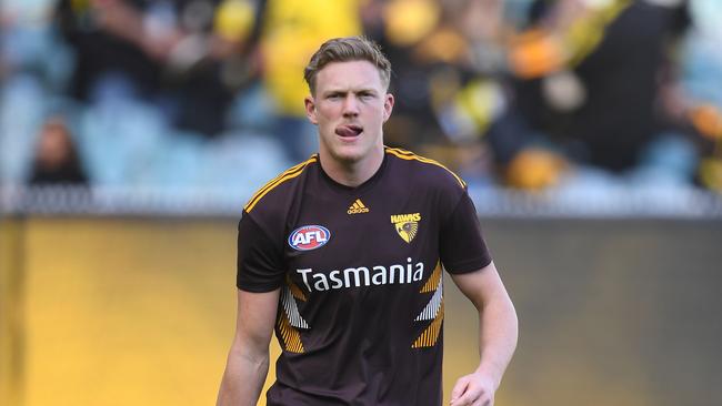 Hawks James Sicily before the Round 9 match against Richmond at the MCG in Melbourne.