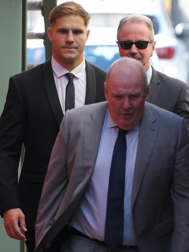 NRL player Jack De Belin arrives at court on Friday. Picture: Simon Bullard