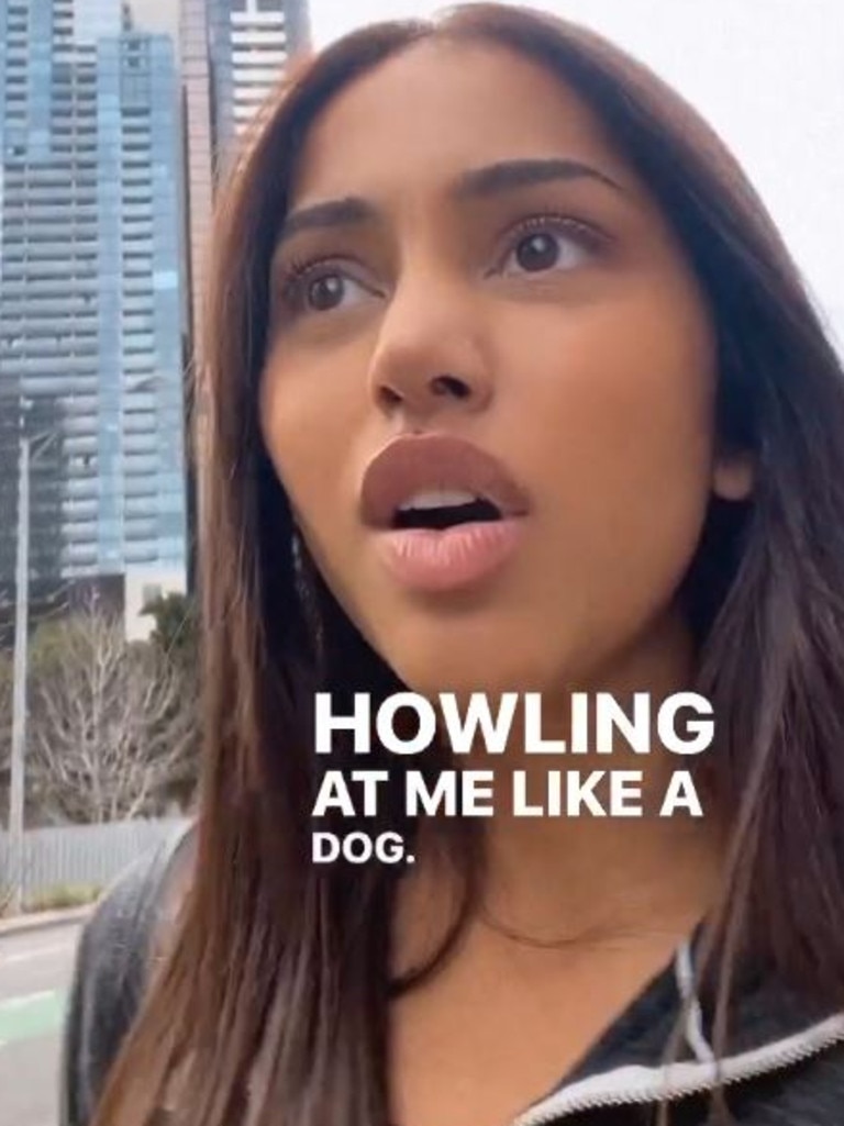 She said the men were "howling" at her "like a dog". Picture: Instagram / @mariathattil