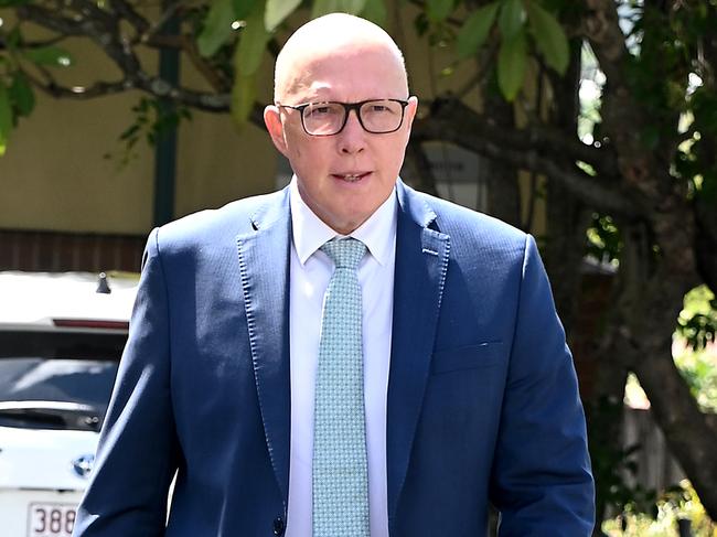 Leader of the Opposition Peter Dutton still has a fight on his hands to win the eleciton and avoid a minority government. Picture: NewsWire / John Gass