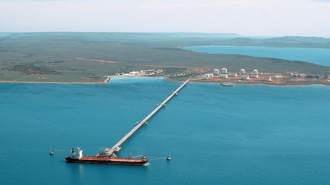 An aerial view of the Santos gas hub at Port Bonython, adjacent to land being put out to tender by the State Government.