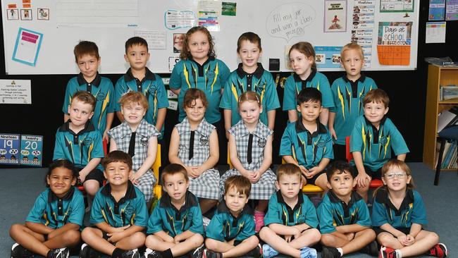 Picture: Shae Beplate. Kirwan State School. Prep C TEACHER: Paul Brazier TEACHER AIDE: Jazmin Waterhouse Front Row: Kailani, Jaxson, Dylan, Ryan, Easton, Opie, Cooper. Middle Row: Colt, Katie, Katerina, Sophie, Keanu, Ethan. Back Row: Hudson, William, Harper, Thomas, Gabrielle, Hunter.