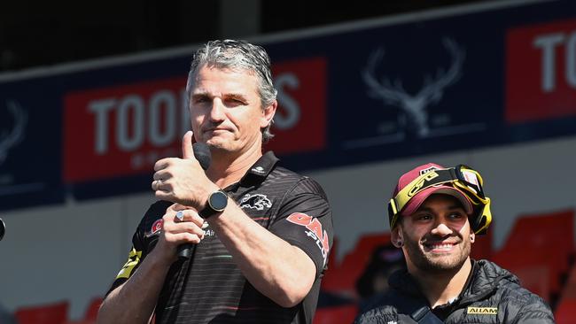 Panthers coach Ivan Cleary (left) appears comfortable with the club’s current contract situation. Picture: Jeremy Piper