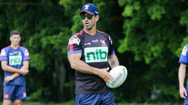 The arrival of Andrew Johns at Newcastle has been a huge boost for Kalyn Ponga. Picture: Liam Driver