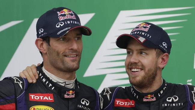 Mark Webber and Sebastian Vettel teamed up to win four constructors’ championships at Red Bull. Picture: Getty