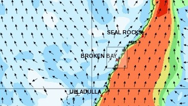 An intense band of marine wind concentrated on the NSW east coast on Friday morning.