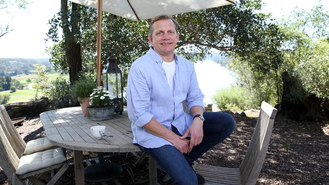 Chef Martin Boetz at the cottage on his property in Sackville, northwest of Sydney, on the Hawkesbury River. Picture: Britta Campion