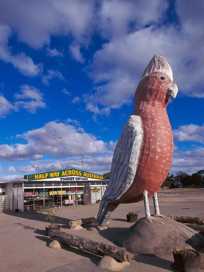 The Big Galah overlooking a country town divided by the dump. Picture: Alamy