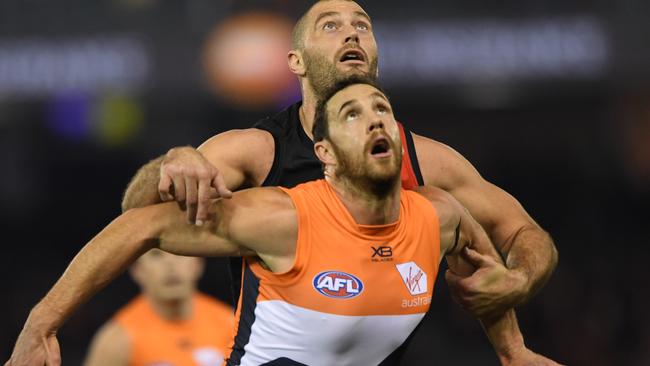 Rested this weekend, veteran Giants ruckman Shane Mumford believes he can push his body through another AFL season. Picture: AAP