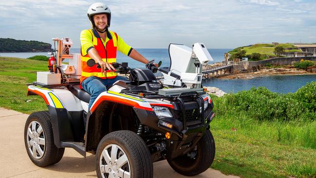 Patrick Kuehleitner on a Randwick Council quad bike to assess the region’s footpaths. Picture: Monique Harmer