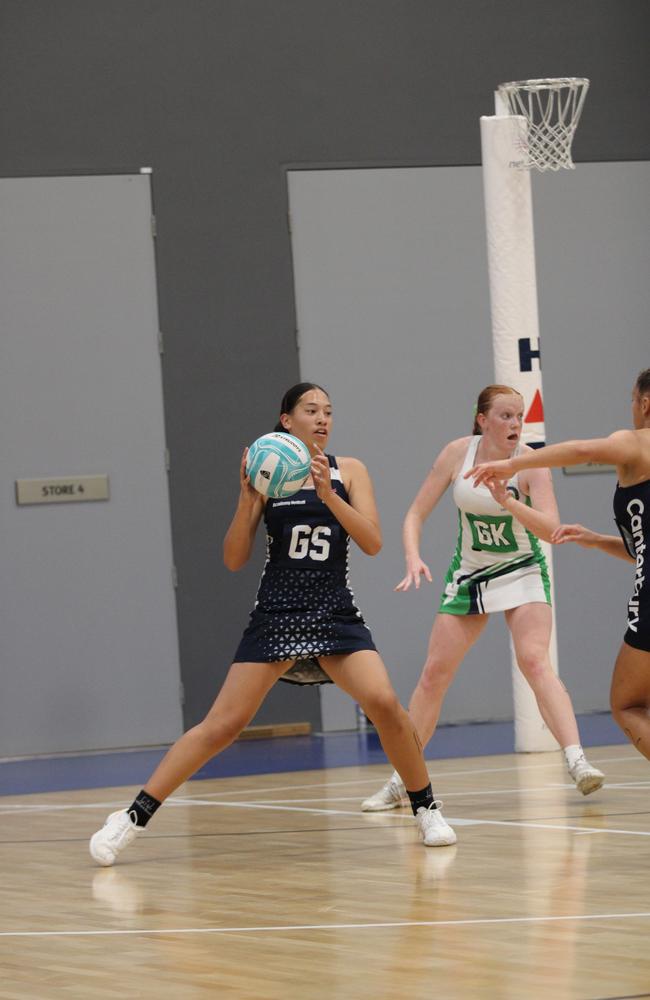QISSN 2024 division one grand final - Canterbury College v Somerset College. Pictured: Harmony O'Brien receives a pass