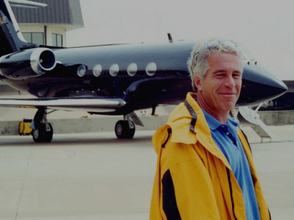 Jeffrey Epstein with a private jet. Picture: Supplied.