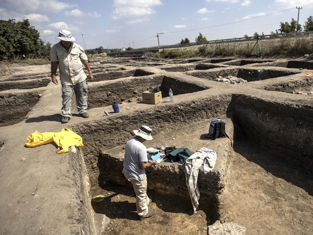Archaeologists discovered the city during preparations for a new highway interchange near Harish, a town north of Tel Aviv. Picture: AP Photo/Tsafrir Abayov