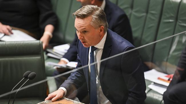 CANBERRA, AUSTRALIA - NOVEMBER 8: Minister for Industry, Energy and Emissions Reduction of Australia Chris Bowen MP during Question time at Parliament House in Canberra. Picture: NCA NewsWire / Martin Ollman