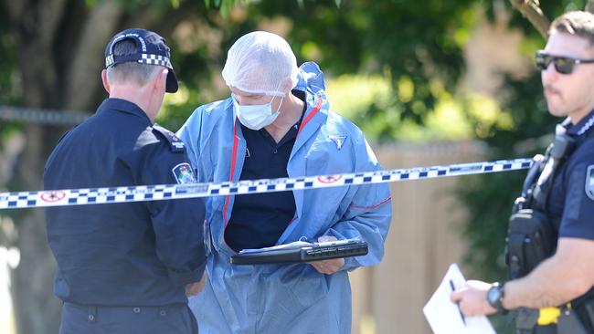 Police investigate the Murrumba Downs scene where Sean Murray was allegedly murdered. Picture, John Gass