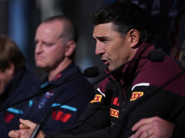 Billy Slater (R) and Michael Maguire (L) traded veiled barbs during this year’s State of Origin series. Picture: Daniel Pockett/Getty Images