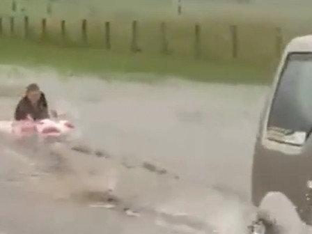 Daredevils frolicking in floodwaters on Northern NSW have been slammed by the State Emergency Service for putting lives at risk.