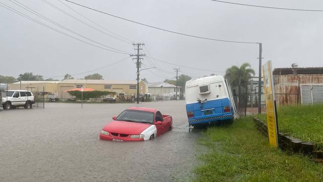 A car is submerged in Mount Louisa