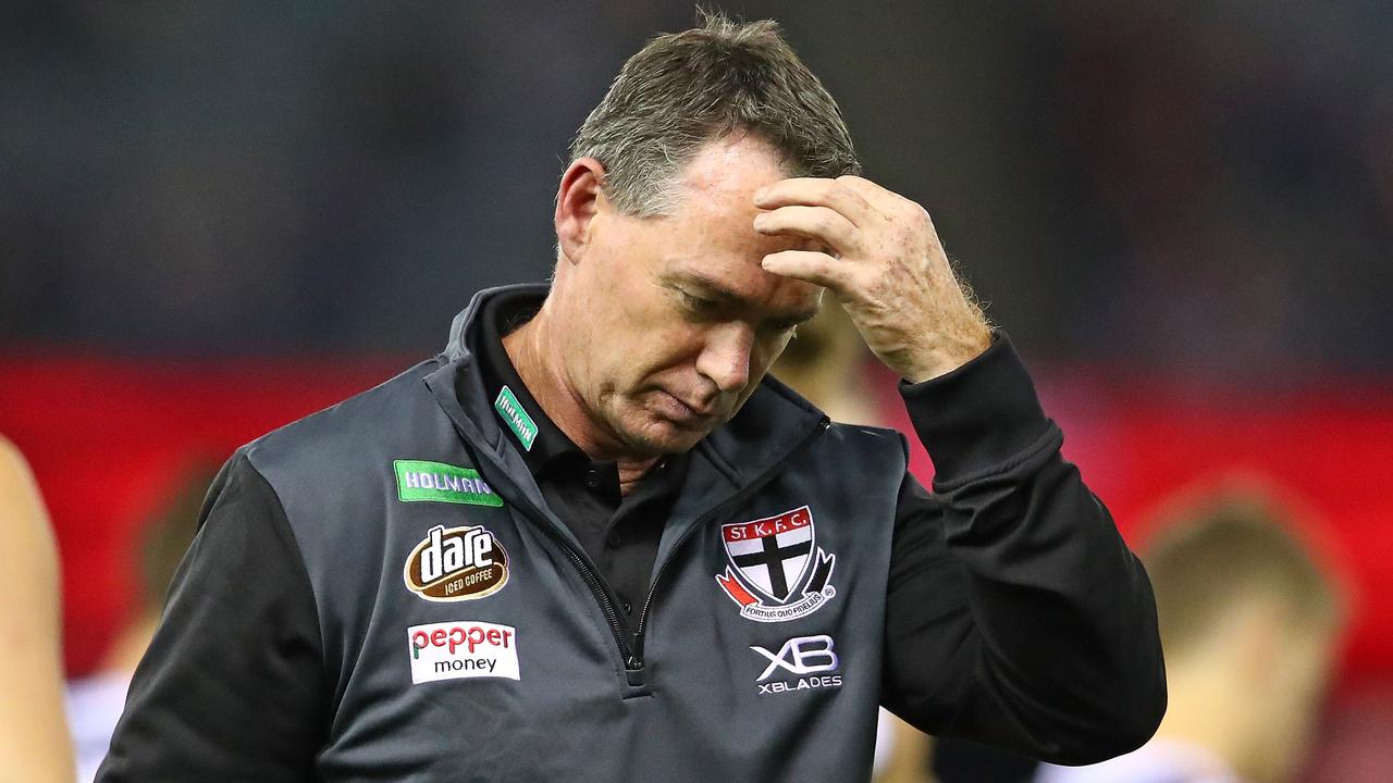 St Kilda coach Alan Richardson during his side’s loss to Collingwood. (Photo by Scott Barbour/Getty Images)