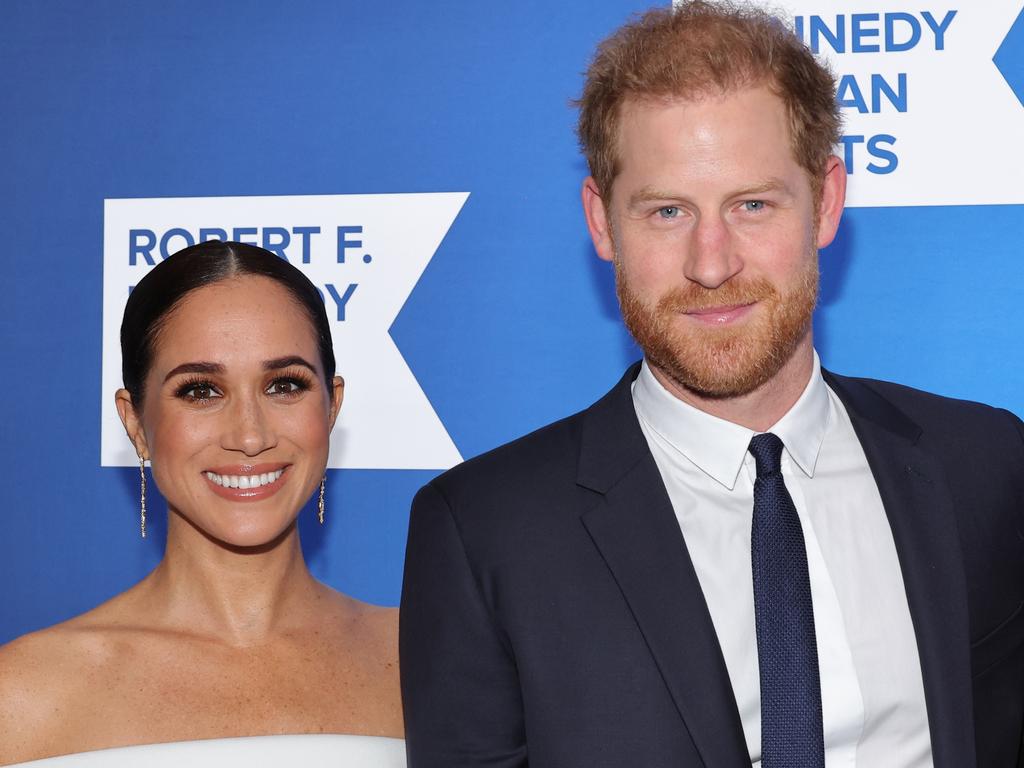 Meghan, Duchess of Sussex, and Prince Harry, Duke of Sussex, at the 2022 Robert F. Kennedy Human Rights Ripple of Hope Gala in New York. The couple’s star quality is greater in the US than in Britain. Picture: Mike Coppola/Getty Images