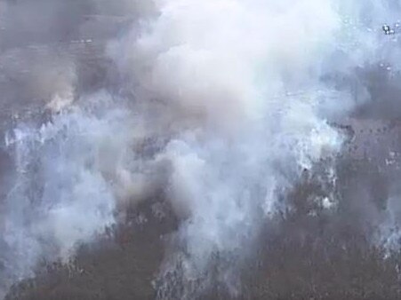 Aerial view of Redbank fire. Picture: Nine News