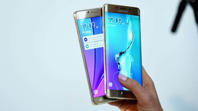 New look ... Samsung’s newest phones feature metal and glass bodies. Picture: Ilya S Savenok/Getty Images for Samsung