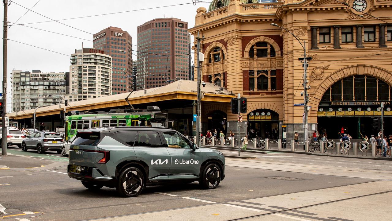 An Uber One-branded Kia EV in Melbourne.