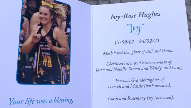 The order of service booklet at the funeral of Ivy-Rose Hughes.