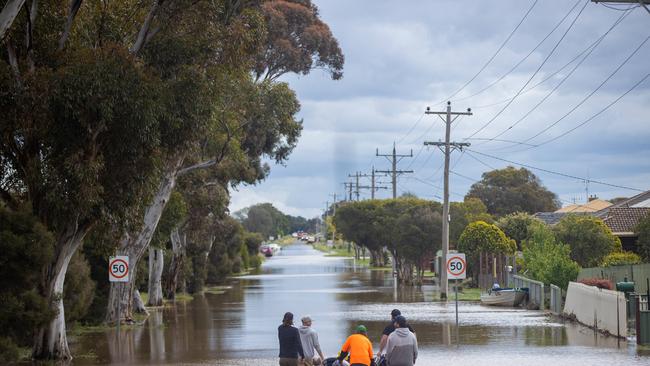 Rochester township floods from the Campaspe River as it rises through the streets. Picture: Jason Edwards