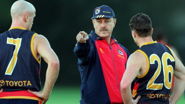 Adelaide coach Malcolm Blight with Nigel Smart and Mark Bickley.