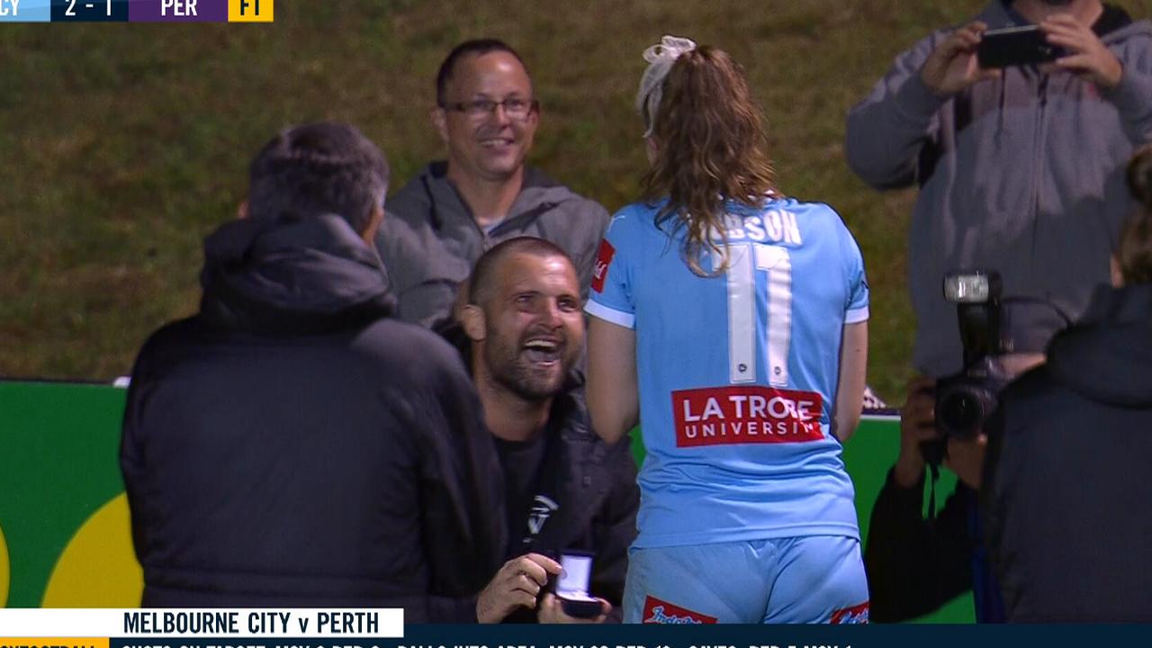 Melbourne City great Rhali Dobson had a fairy tale finish to her career after being proposed to. Photo: Fox Sports