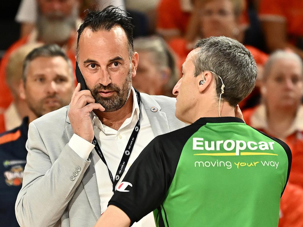 NBL chief executive David Stevenson and the league’s referees were a hot topic in Cairns coach Adam Forde’s post-game comments. Pictures: Getty Images