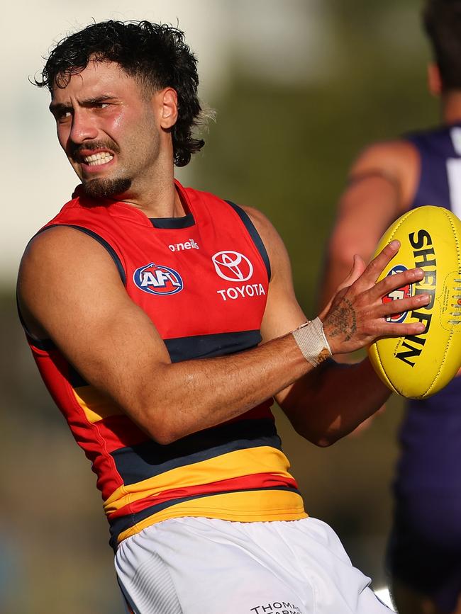 Rankine in action against the Dockers in the practice match. Picture: Paul Kane/Getty Images